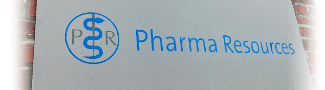 Tafel mit Logo und Beschriftung Pharma Resources